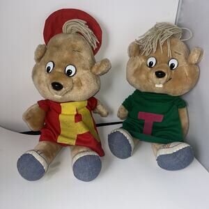 2 Vintage CBS 1983 Alvin & Theodore Chipmunks 20” Alvin Stuffed Plush Toy Bundle